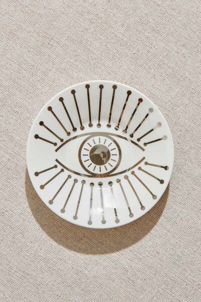 Paşabahçe Eye Porcelain Tea Plate Silver, Tea Plate, 1 Piece
