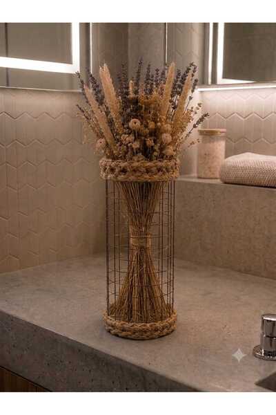 Egindra Vază decorativă din iută pentru flori uscate, cu împletitură din răch...