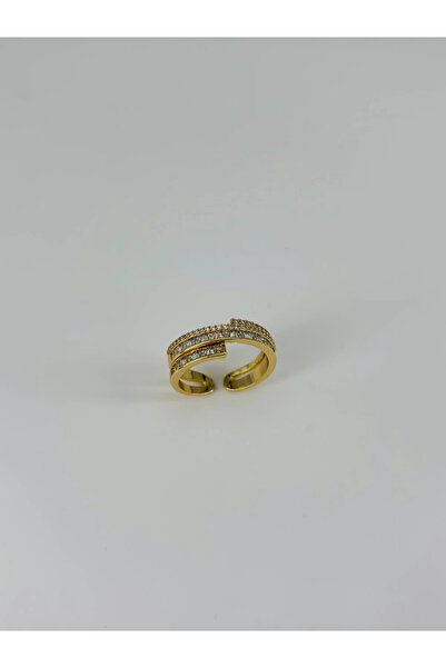 Inure Jewelry خاتم مجوهرات نحاسي قابل للتعديل مرصع بحجر الزركون - Yz0162-1