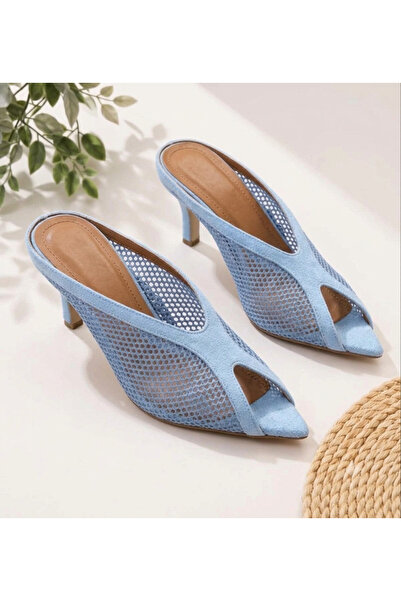 DC DONNA File Detailed Pointed Toe Thin Heel Women's Slippers