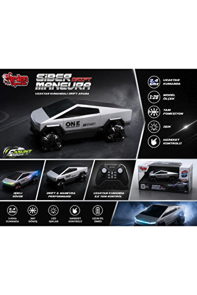Genel Markalar UZAKTAN KUMANDALI EL SENSÖRLÜ TESLA CYBERTRUCK DRİFT 360 dönen...