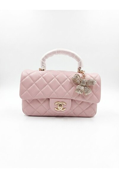 silora Classic Quilted Design Women's Handbag with Crystal Bow Pendant