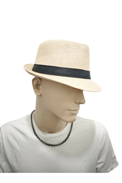 Janti Jtss26Blk1888 Straw Hat Cream Color Flat on One Side Palm Tree Pattern ...