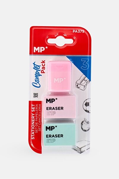 Main Paper 3 Pcs Eraser And Sharpener Set, Multicolor
