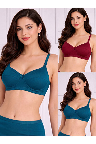 LAZZYCAT By Styli Pack of 2 - Pure Cotton Non-Wired Non Padded T-Shirt Bra