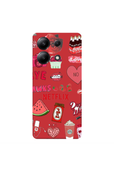 Other Xiaomi Redmi Note 13 4G pizza is my valentine Red Colored Silicone TPU ...