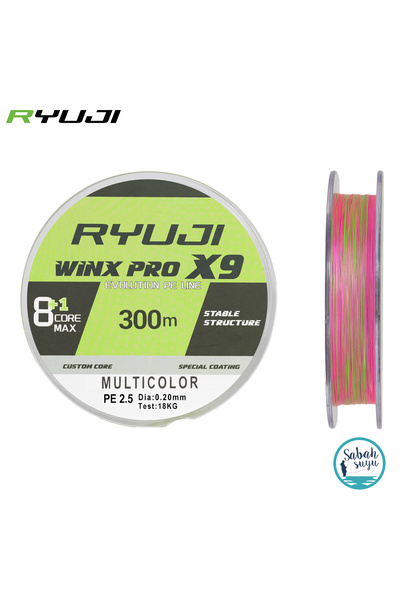 RYUJI Winx Pro X9 İp Misina 300mt PE 2.5 0.20mm 18kg Multicolor