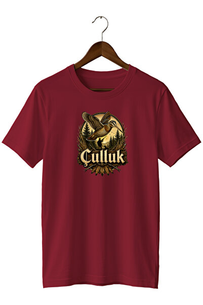 WİDİ Men's Vintage Hunter T-Shirt with Skull and Nature Illustration Print