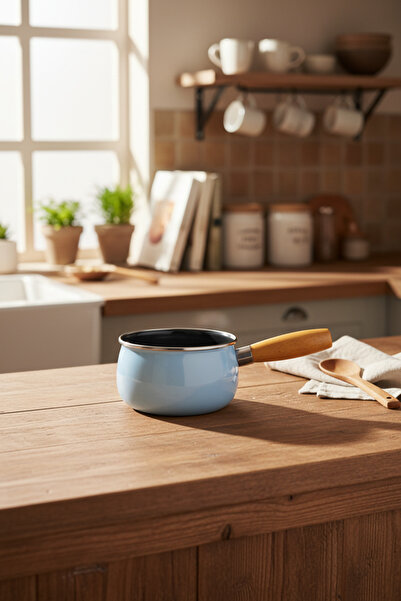 Bambum Lumino - Sauce Bowl/Milk Bowl with Wooden Handle Blue 14 cm