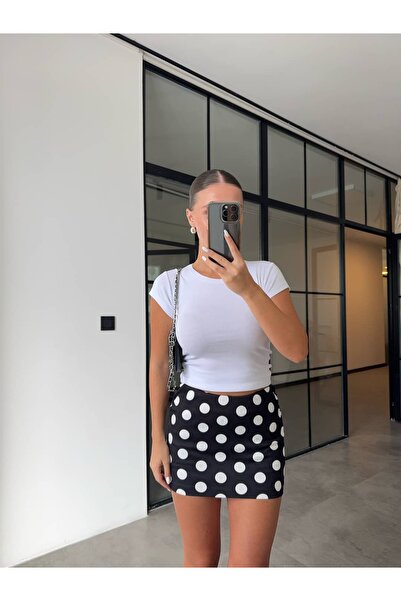 BB Bensu Buyruk Lycra Shorts Polka Dot Mini Skirt