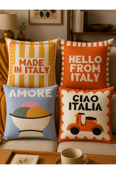 LadiesHome Modern Italian Design 4-Piece Throw Pillow Cover, 43X43 Cm, Double...