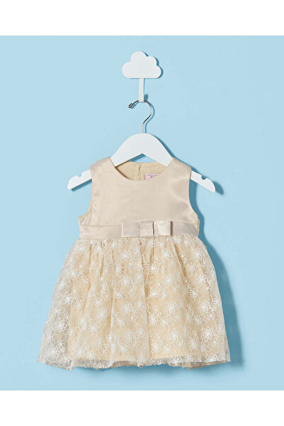 REDTAG Infant Girl Gold Embroidered Dress