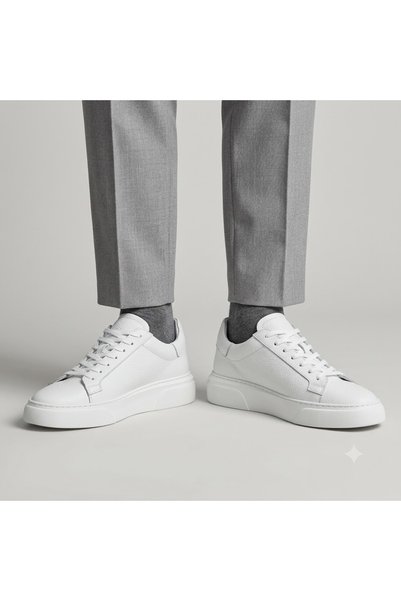 KİNDEP (Sneakers) İç Dışı Hakiki Deri Günlük Erkek Ayakkabı BEYAZ