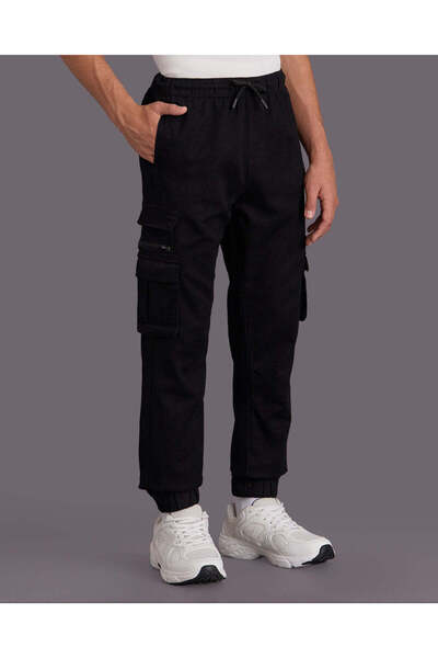 REDTAG Senior Boys Black Cargo Jogger