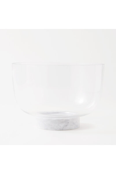 LA MESA وعاء زجاجي بقاعدة رخامية 25*25*11.5 سم