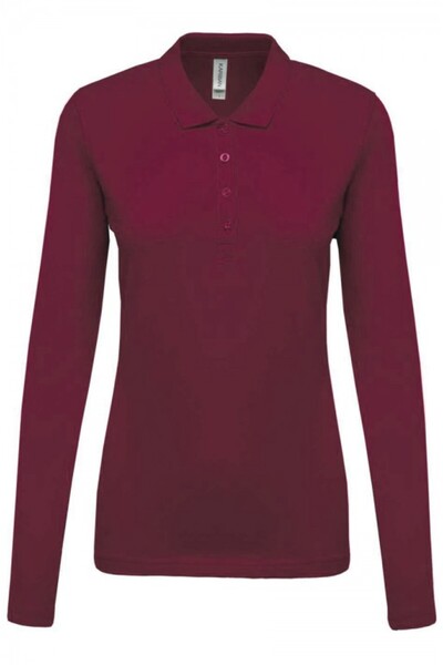 Kariban Tricou polo cu maneca lunga femei, bumbac 100%, KA257, Wine