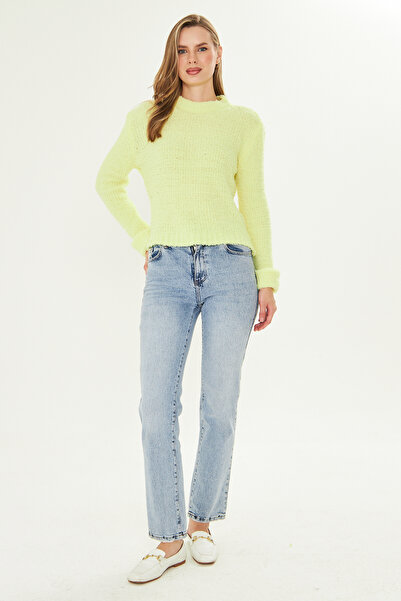 SEVİM TRİKO Women's Soft Plush Textured Half Turtleneck Knitwear Sweater