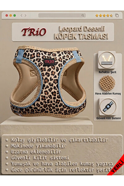 Trio Air -Mesh Küçük ve Orta Irk Kedi Köpek Göğüs Tasması Yumuşak, Nefes Alab...