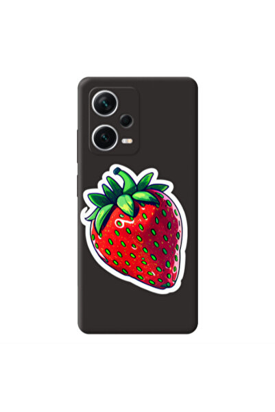 Other Xiaomi Poco X5 strawberry Black Colored Silicone TPU Θήκη