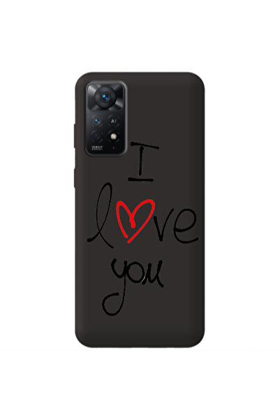 Other Xiaomi Redmi Note 11 4G i love you Black Colored Silicone TPU Θήκη