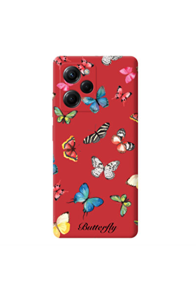 Other Xiaomi Poco X5 Pro Mixed Butterflys Red Colored Silicone TPU Θήκη