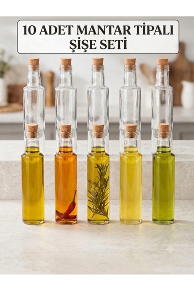 STOKHOME Dorica Sauce Bottle Glass Bottle 250 ml 10 Pieces with Cork Stopper
