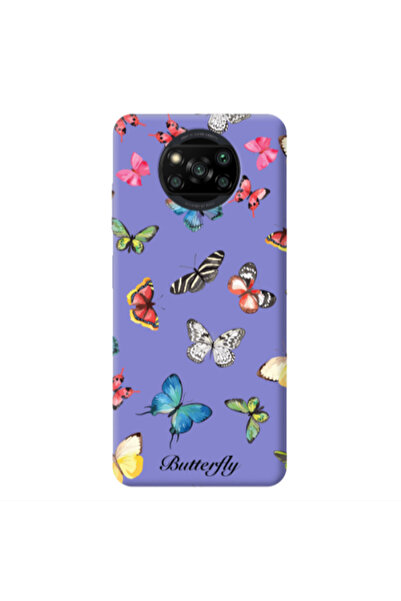 Other Xiaomi Poco X3 /X3 Pro Mixed Butterflys Purple Colored Silicone TPU Θήκη