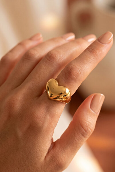 Elika Silver Curved Heart Model Adjustable Ring