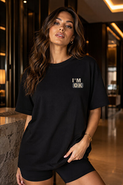 FECCY Premium Geyik Printed I'm Okey Unisex Oversize Γυναικείο T-Shirt Ανδρικ...