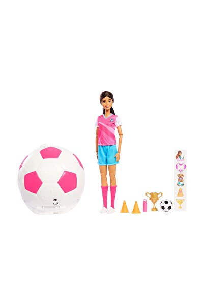 mattel Μπάρμπι Κούκλα Ποδοσφαιρίστρια που ξεδιπλώνεται και αποκαλύπτει (JMK20)