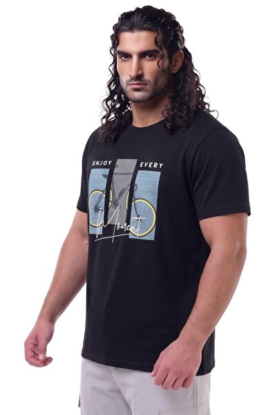 marufshop Men's Oversized Enjoy Every Moment Printed Lycra Crew Neck T-Shirt,...