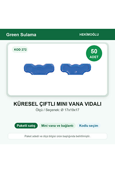 HEKİMOĞLU Spherical Double Mini Valve Screw Ø 17X19X17 50 Pieces Package Code...