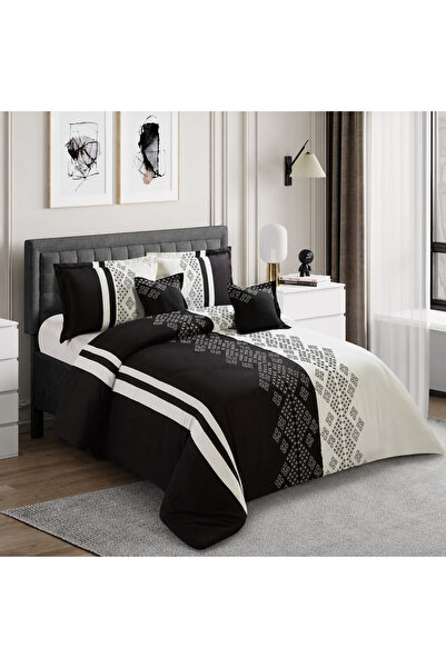 essentialneedforall 6 PCS EMBROIDERY COMFORTER KING SIZE SET MICROFIBER COTTO...