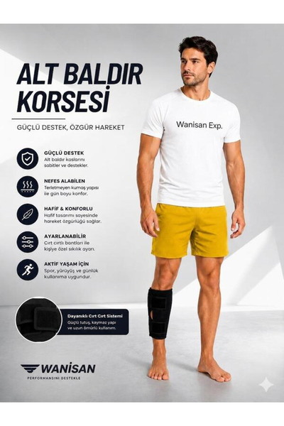 Ankaflex Bacak Alt Baldır Destek Bandajı Ayarlanabilir Ayak Kaval Kemiği Kors...