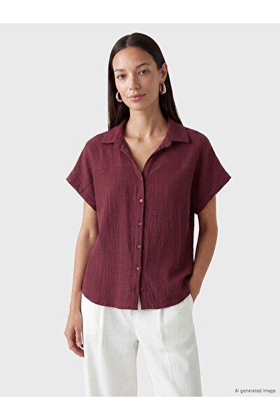 LC Waikiki Lcw Everyday Burgundy Muslin Women's Shirt