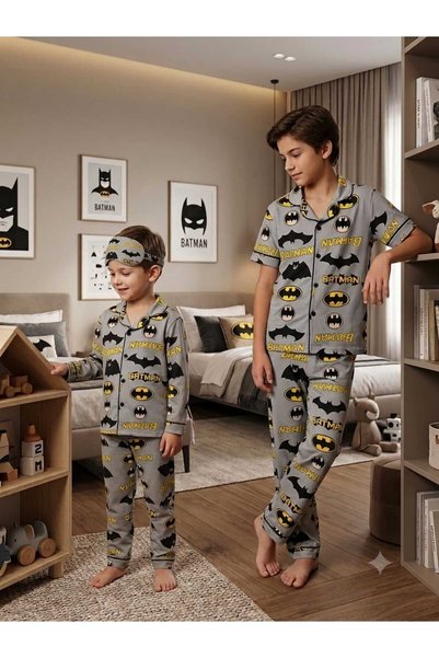 ALİSS ALİŞŞ BEBE Erkek Çocuk Batman Karakter Baskılı Pamuklu Düğmeli Göz Band...