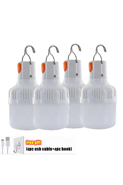 Choice 60W 4pcs 1-4 Pack Rechargeable LED Portable USB Camping Tent Lamp Batt...