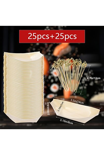 choice2 50Pcs 50/75/100/150 Pieces Disposable Serving Trays with Bamboo Stick...