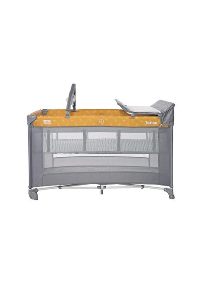LORELLİ Patut pliabil Torino Plus, 2 nivele cu accesorii, Lemon Curry Floral