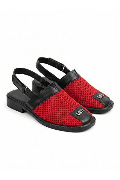 Hayalimdeki Ayakkabı Orietta Women's Red Knitwear Velcro Orthopedic Sandals