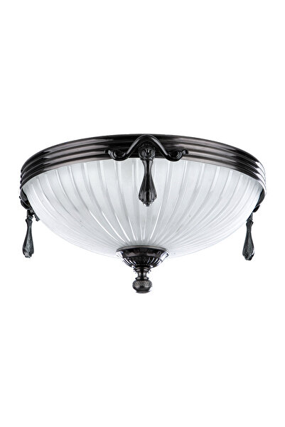 Avize çarşısı Royal Classic Omega Tekli Beyaz Kumlu Cam Başlıklı, Platin Renk...