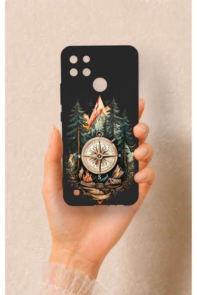 Vip Case Realme C21Y Compatible Compass Forest Pattern Silicone Case