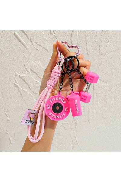 Choice pink Detachable Barbell Plates Keychain Dopamine INS Simulation Dumbbe...