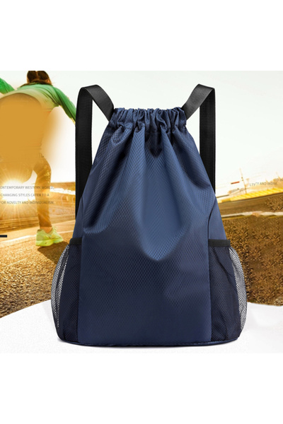 Choice5 Dark Blue L Sports Drawstring Backpack Sport Fitness Travel Outdoor S...