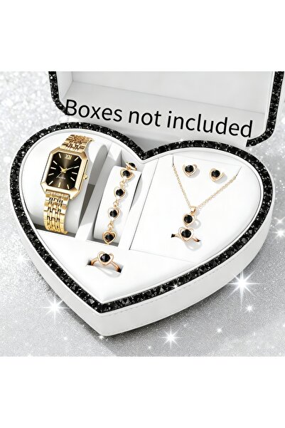 Choice1 Golden Black No Box 6PCS Elegant Rectangle Women Quartz Watch Rhinest...