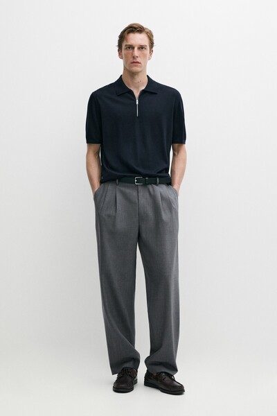 Massimo Dutti Yün karışımlı fermuarlı polo