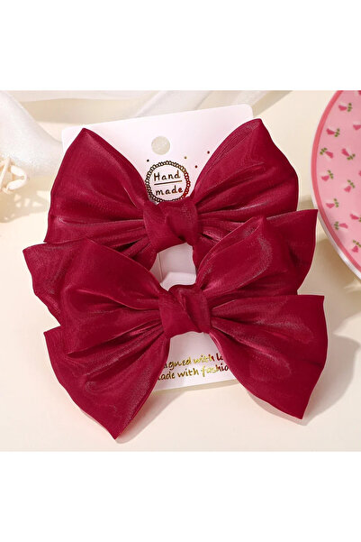 Choice6 FJ4708-2A-25 2Pcs/lot Big Bows Chiffon Hair Clips Cheer Bowknot Hairp...