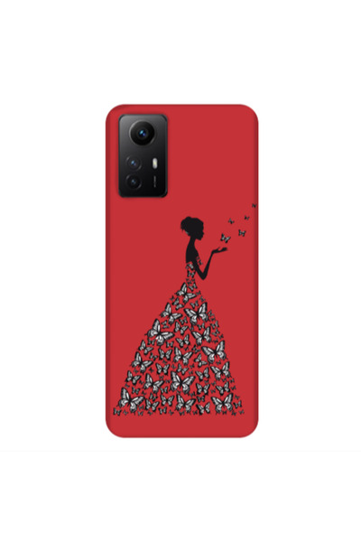 Other Xiaomi Redmi Note 12s Butterfly Girl Red Colored Silicone TPU Θήκη