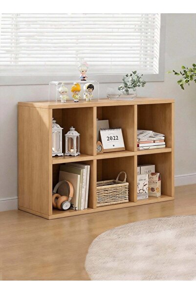 Generic CozyNest Natural Wood 6 Cube Wooden Bookcase, Freestanding Open Stora...