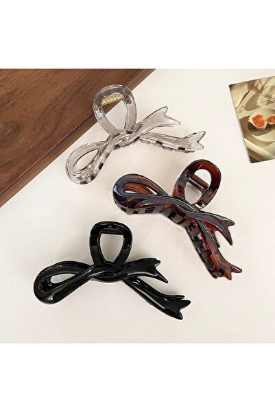 Choice3 3pcs 13cm Acrylic Ribbon Bow Hair Claws Crab Hair Clips Glossy Barret...